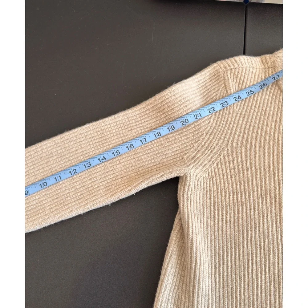 Tory Burch Rory Sweater Coat Tan Beige Cable Knit Classy Cardigan Coat Small